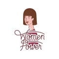 Woman with label women power avatar character