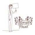 Woman with label women power character