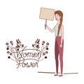 Woman with label women power character