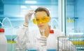 Woman in laboratory with pipettes, researcher Royalty Free Stock Photo