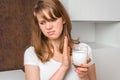 Woman with lactose problem is suffering from stomach pain Royalty Free Stock Photo