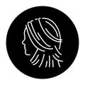 Woman ladder haircut color line icon. Beauty industry. Hairdresser service. Royalty Free Stock Photo