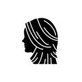 Woman ladder haircut color line icon. Beauty industry. Hairdresser service. Royalty Free Stock Photo