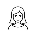 Woman, Lady Line Icon. Girl with Beauty Face and Hairstyle Linear Pictogram. Female Avatar Outline Icon for User Profile Royalty Free Stock Photo