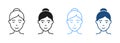 Woman, Lady Line and Silhouette Icon Set. Girl with Beauty Face and Hairstyle Pictogram. Female Avatar for User Profile Royalty Free Stock Photo