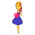 Woman or lady in love, vector icon or clipart