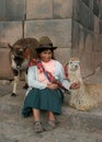 Woman with lamas