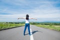 Woman with landscape of asahikawa Royalty Free Stock Photo