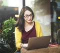 Woman Laptop Browsing Searching Social Networking Technology Con Royalty Free Stock Photo