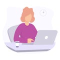 Woman with laptop and coffe concept design