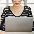 Woman Laptop Searching Research Connection Technology Concept Royalty Free Stock Photo