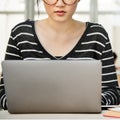 Woman Laptop Searching Research Connection Technology Concept Royalty Free Stock Photo