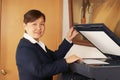 Woman and laser copier Royalty Free Stock Photo