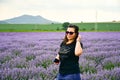 Woman in Lavender field Royalty Free Stock Photo