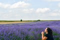 Woman in Lavender field Royalty Free Stock Photo