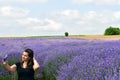 Woman in Lavender field Royalty Free Stock Photo