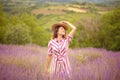 Woman in lavender filed