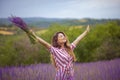 Woman in lavender filed Royalty Free Stock Photo