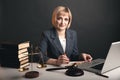 Woman lawyer concept. Sitting at the table and working.