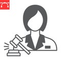 Woman lawyer glyph icon