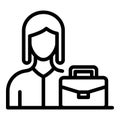 Woman lawyer icon, outline style