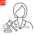 Woman lawyer line icon