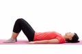 Woman laying down for exercising Royalty Free Stock Photo