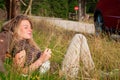 Woman laying on grass