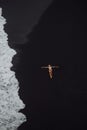 Woman laying on tropical beach black sand in white bikini Royalty Free Stock Photo