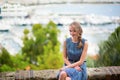 Woman on Le Suquet hill in Cannes Royalty Free Stock Photo