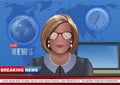 Woman leading TV news on the air