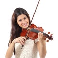 Woman learning to play violin