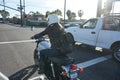 Woman Biker at an Intersection in Southern California