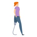 Woman leg prothesis icon, cartoon style