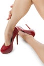 Woman Legs in Elegant Red Shoes Royalty Free Stock Photo