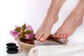 Revitalize Your Feet: Fresh Legs with French Pedicure in a Serene Spa Setting Royalty Free Stock Photo