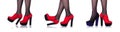 The woman legs with red shoes isolated on the white Royalty Free Stock Photo