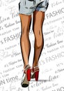 Woman legs with red shoes. Vector illustration EPS Royalty Free Stock Photo