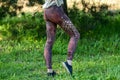 Woman legs in stylish and trendy leggings Royalty Free Stock Photo