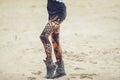 Woman legs in stylish and trendy leggings Royalty Free Stock Photo