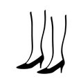 Woman legs wearing high heels black and white illustration Royalty Free Stock Photo