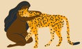 Woman and leopard art Human and animal cute print