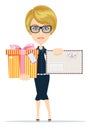 Woman with letter and presents Royalty Free Stock Photo