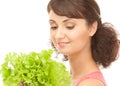 Woman with lettuce Royalty Free Stock Photo
