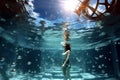 Woman lifestyle body diving ocean active summer blue water sea person young underwater female