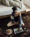 Woman lifestyle fashion laptop food