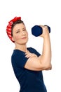 Woman lifting weight rosie isolated