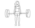 Woman lifting weights continuous one line drawing. Female bodybuilder vector hand drawn Royalty Free Stock Photo