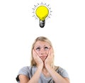 woman with light bulb above her head