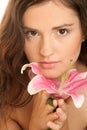 Woman with lily Royalty Free Stock Photo